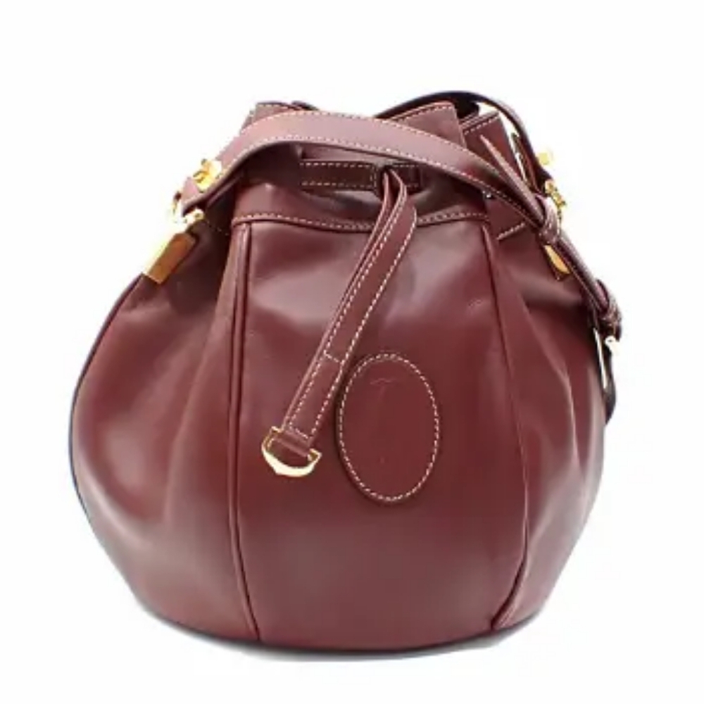 Cartier shoulder bag mast line ladies bordeaux calf leather